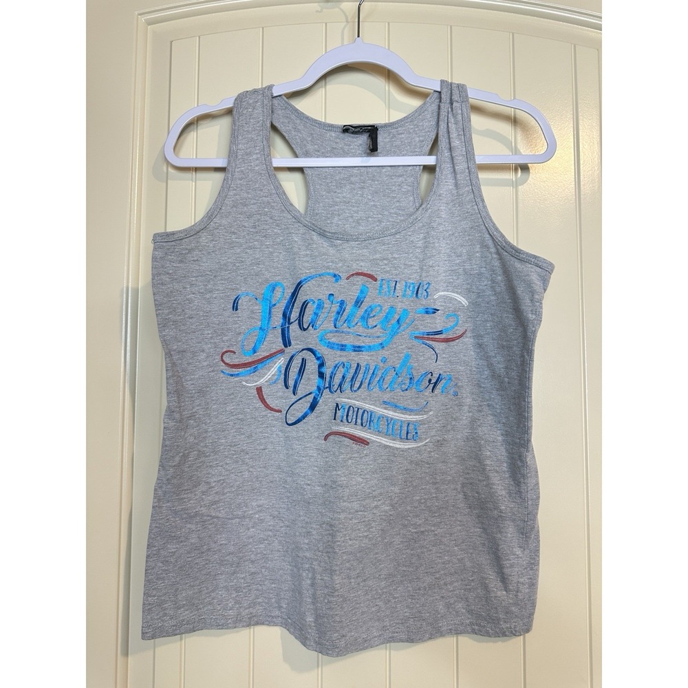 Harley Davidson Toad Luck Coway AR gray sleeveless womens tank top‎ sz M